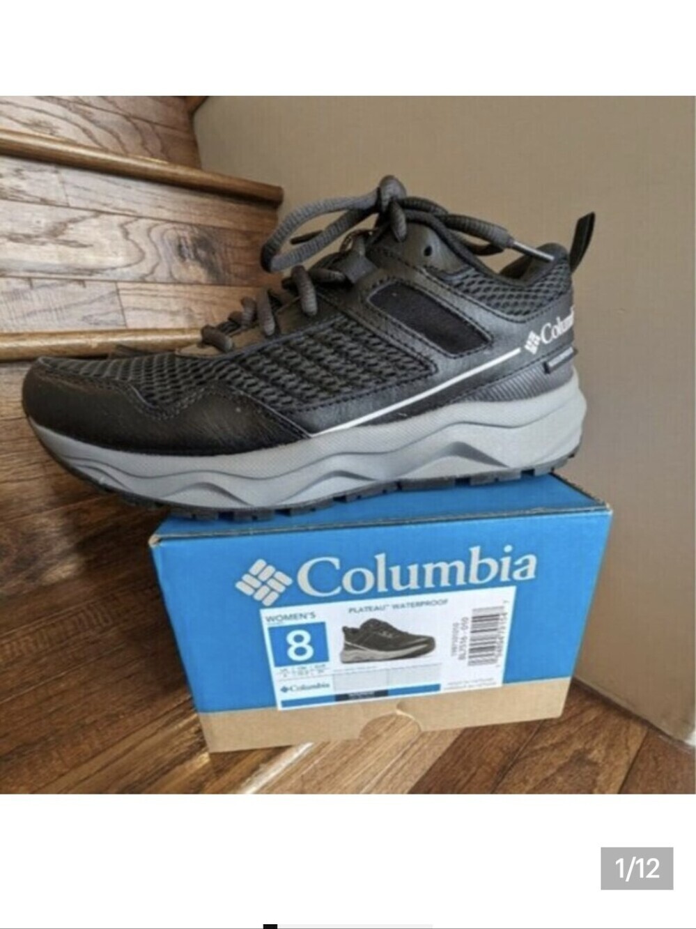 NIB Columbia Women's Plateau Waterproof Hiking Shoe black & gray size 8